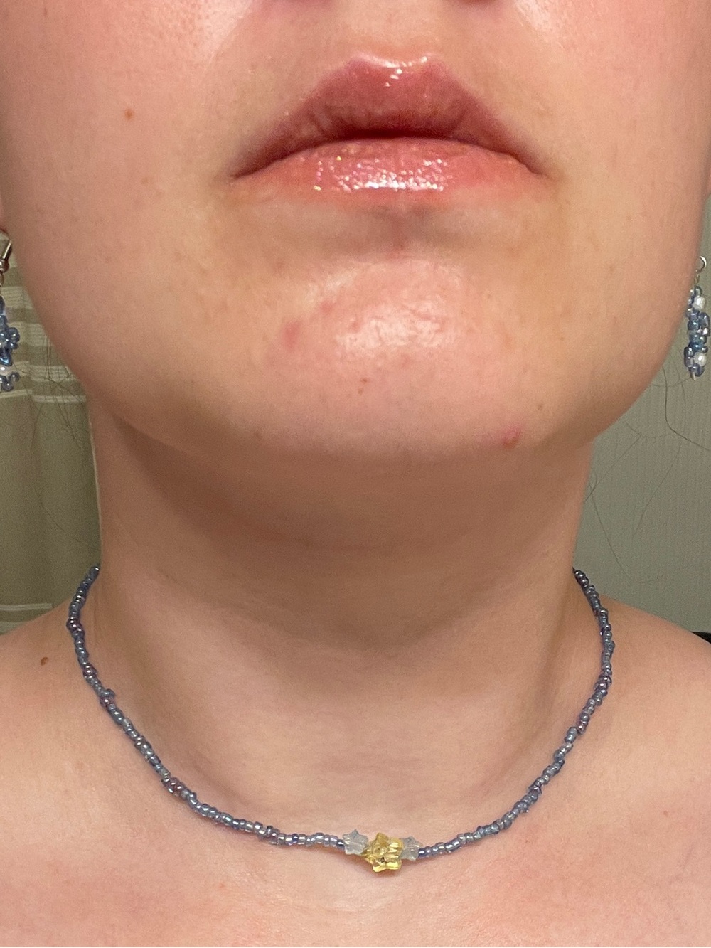 Handmade Beaded Choker Necklace with Yellow Star Accent